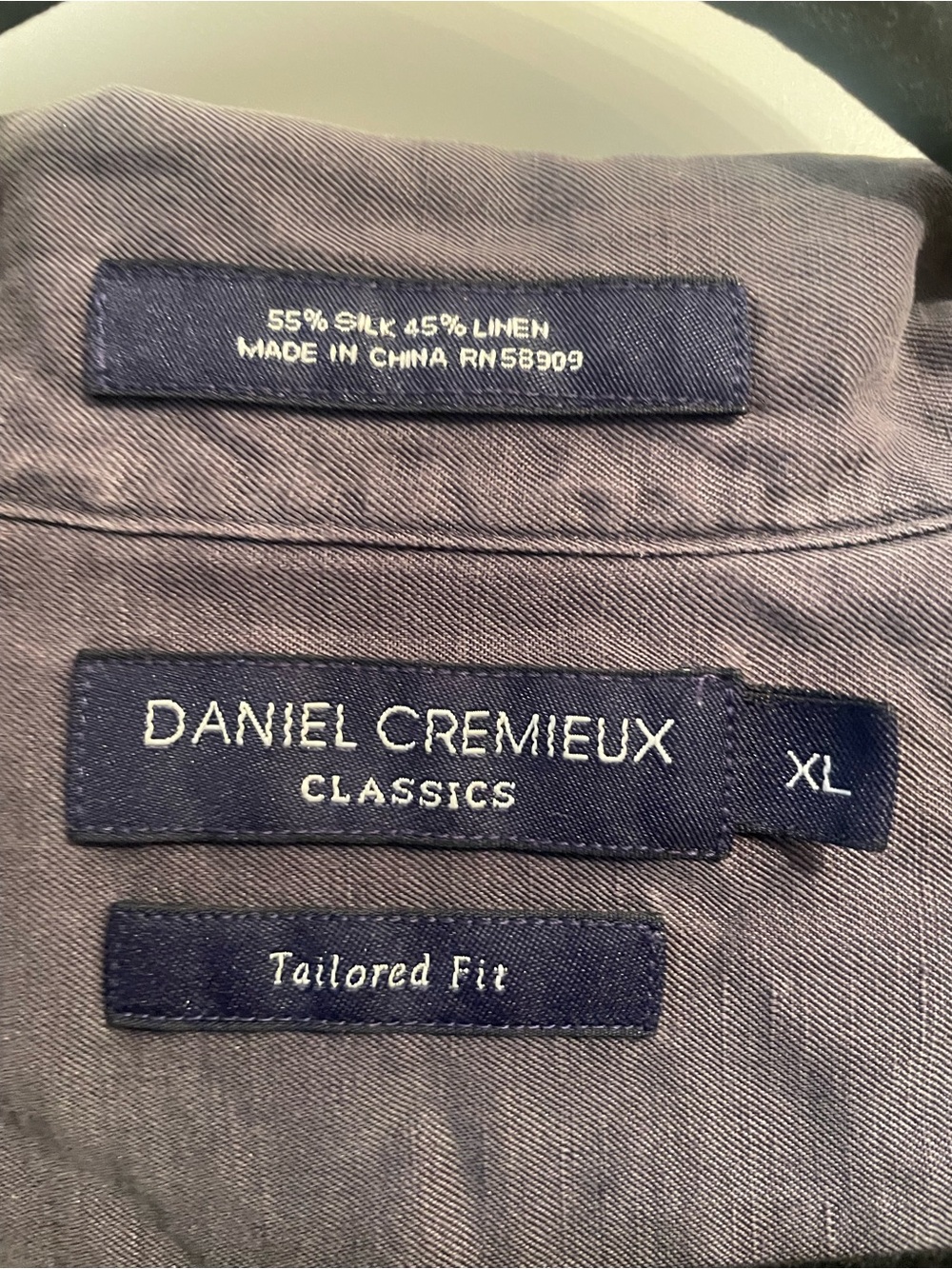 Daniel Cremieux Men's Silk and Linen Blend Grey Short Sleeve Button-Up
